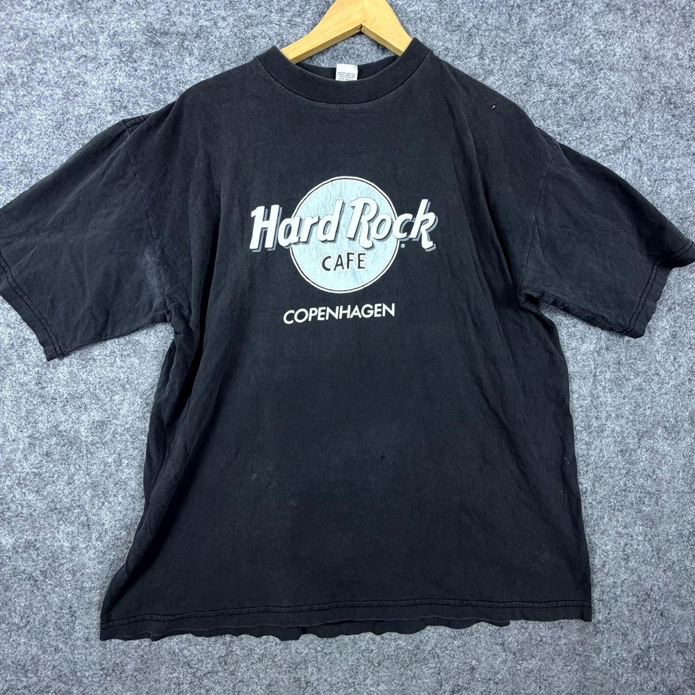 Vintage Hard Rock Cafe T-Shirt Men XL Black Cotton Copenhagen Graphic Crew Neck
